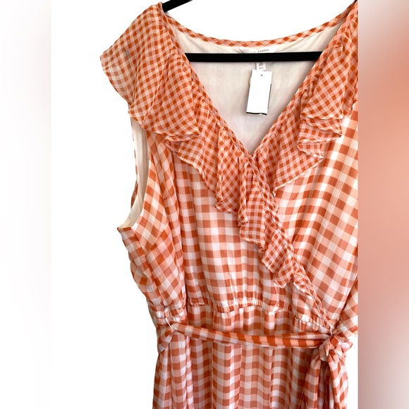 LC Lauren Conrad Orange and White Ruffle Dress Plus Size 4x - Picture 4 of 8